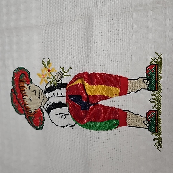 Handmade Cross Stitched Linen Cotton Blend Tea Towel - Picture 2 of 3